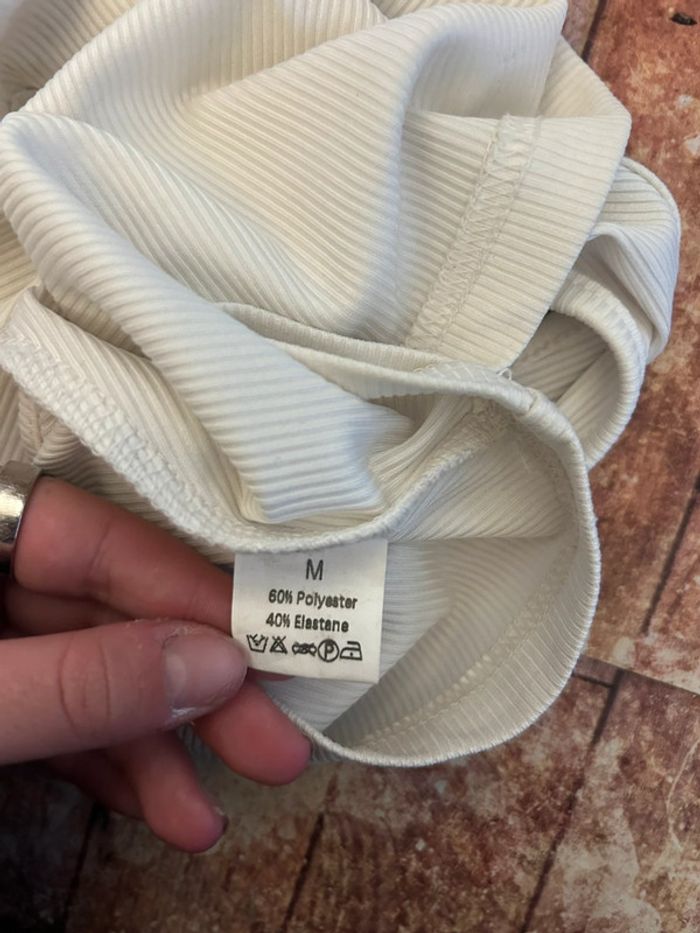 Crop top blanc côtelé - photo numéro 3