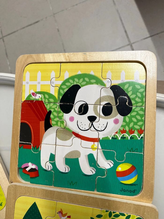 Lot de 3 puzzles bois janod 9 pièces - photo numéro 4