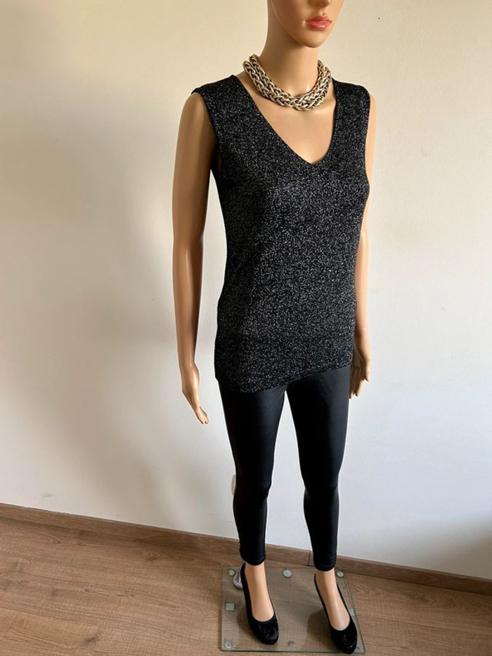 Haut argenté pailleté sans manches Molly Bracken taille unique jamais porté - photo numéro 4