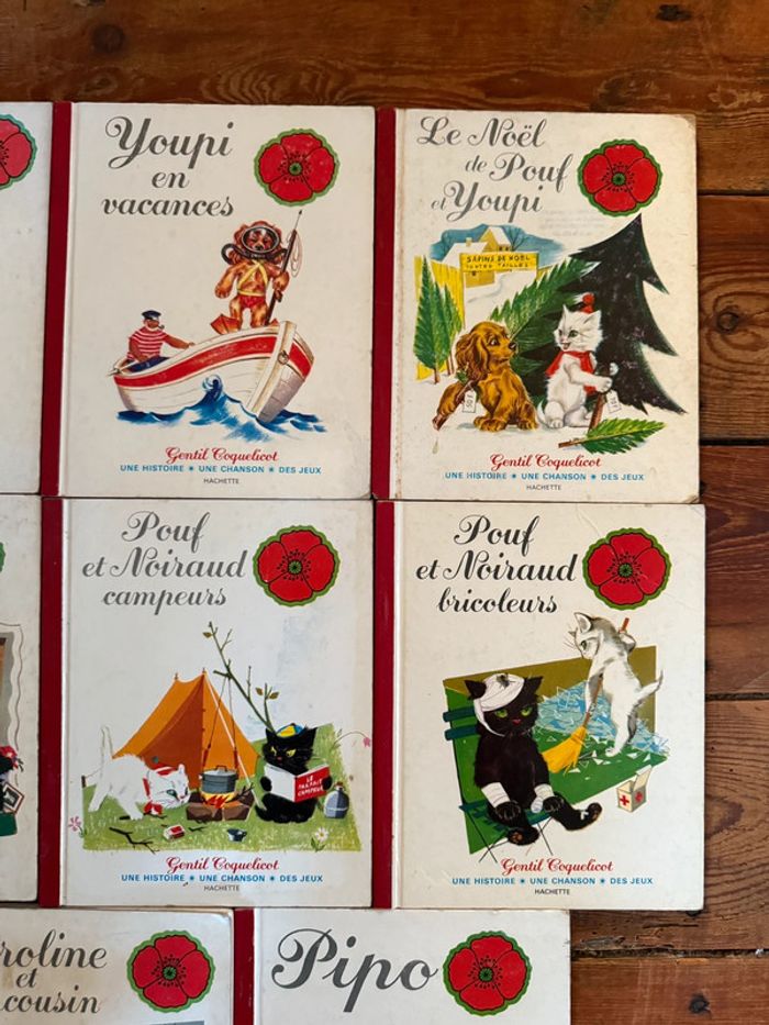 Bord rouge - Lot de 8 livres anciens vintage Caroline Gentil Coquelicot Pierre Probst Hachette - photo numéro 3