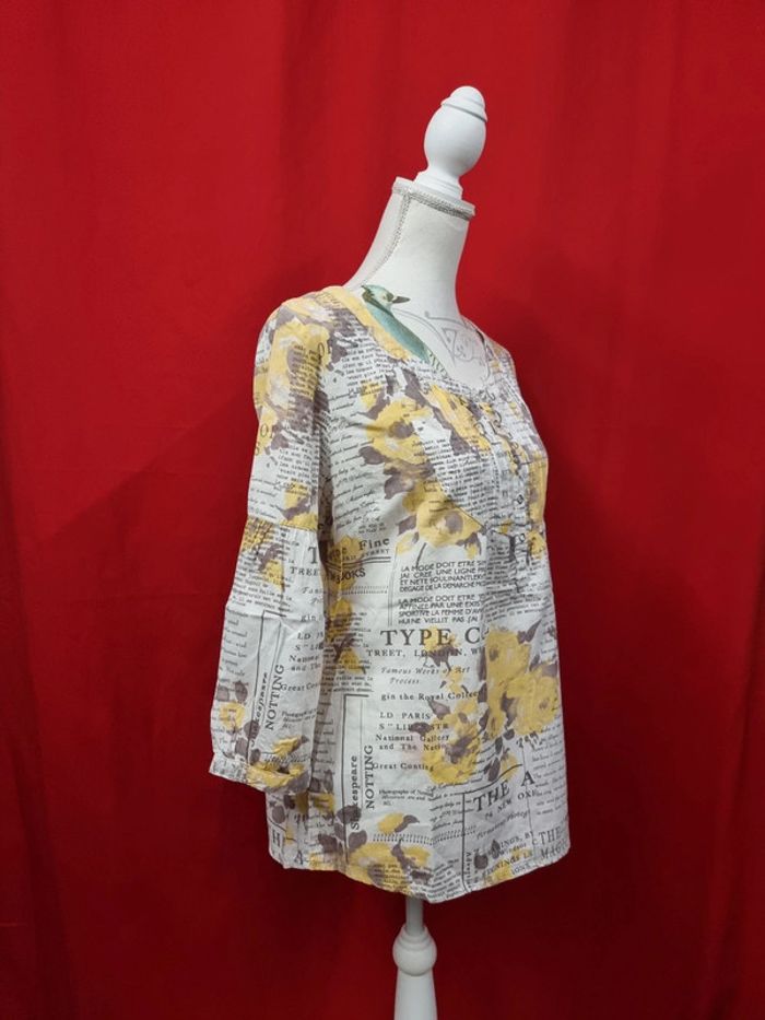 Armand Thiery blouse motif floral jaune * taille 4 * - photo numéro 4