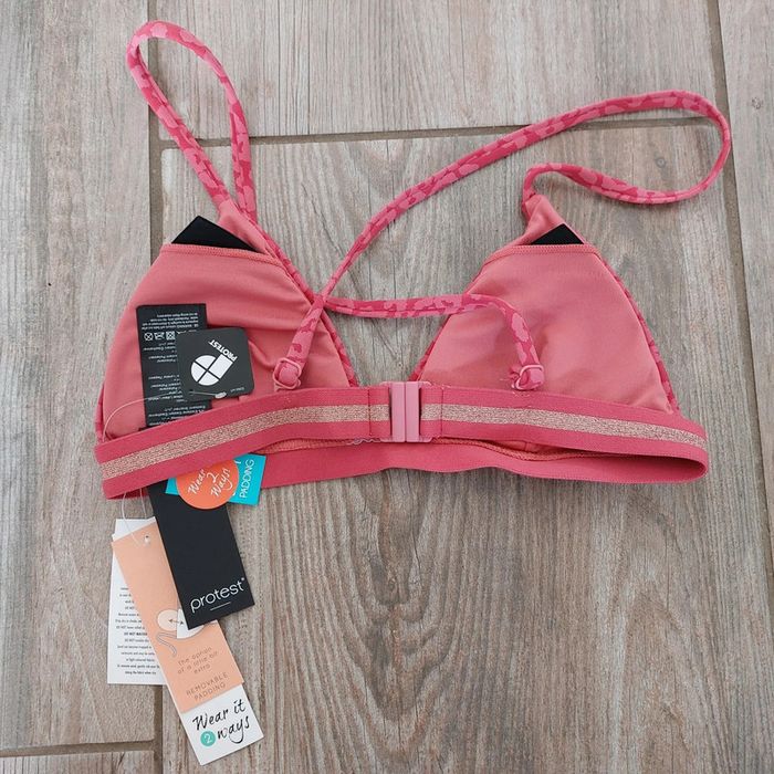 Haut de maillot de bain triangle mix and match, rose et doré à motif léopard - Taille S Protest - photo numéro 2
