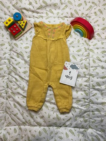 salopette jaune tape à l'oeil en gaze de coton 9 mois