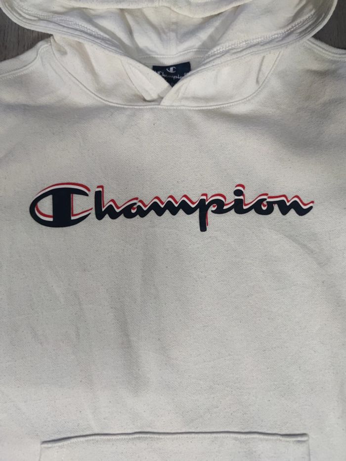 Sweat à Capuche Champion Blanc Logo Floqué Taille XS Homme - photo numéro 3