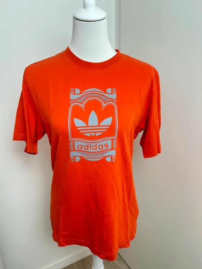T-shirt rouge Adidas vintage logo rétro - Taille S