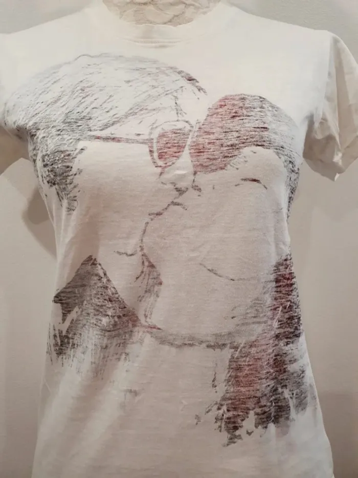 Tee shirt blanc noir taille S 36 John lennon yoko ono - photo numéro 2