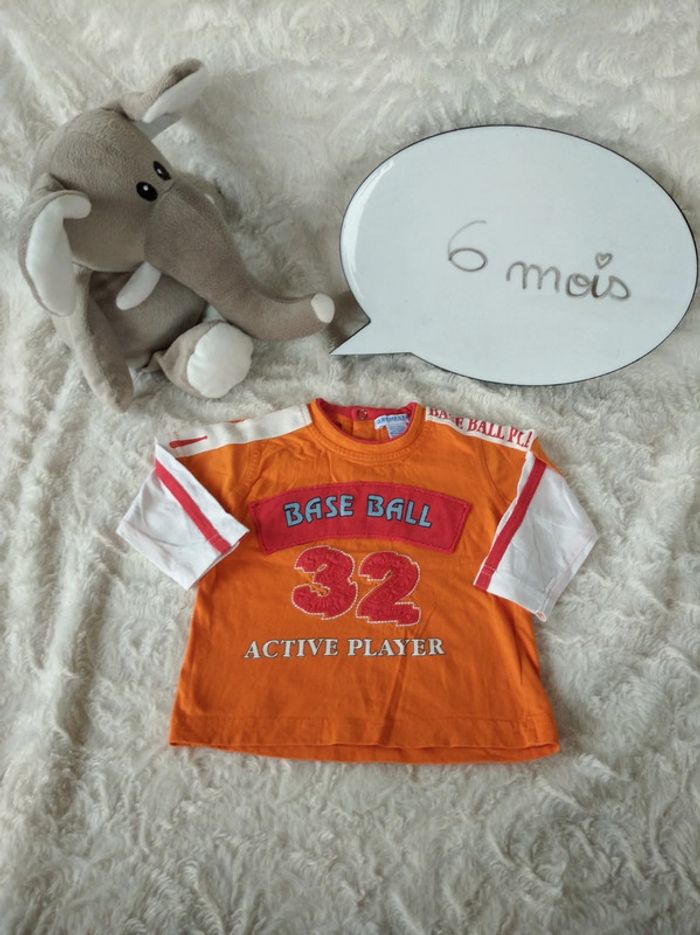 Tee shirt chemise manches longues Garçon 6 mois Base Ball Orchestra