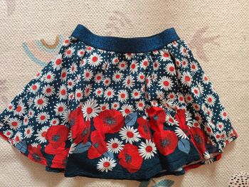 Jupe courte bleue coquelicot rouge orchestra 4 ans
