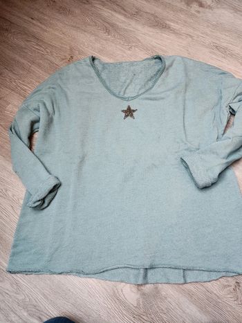 Pull Vert d'eau avec Étoile taille unique