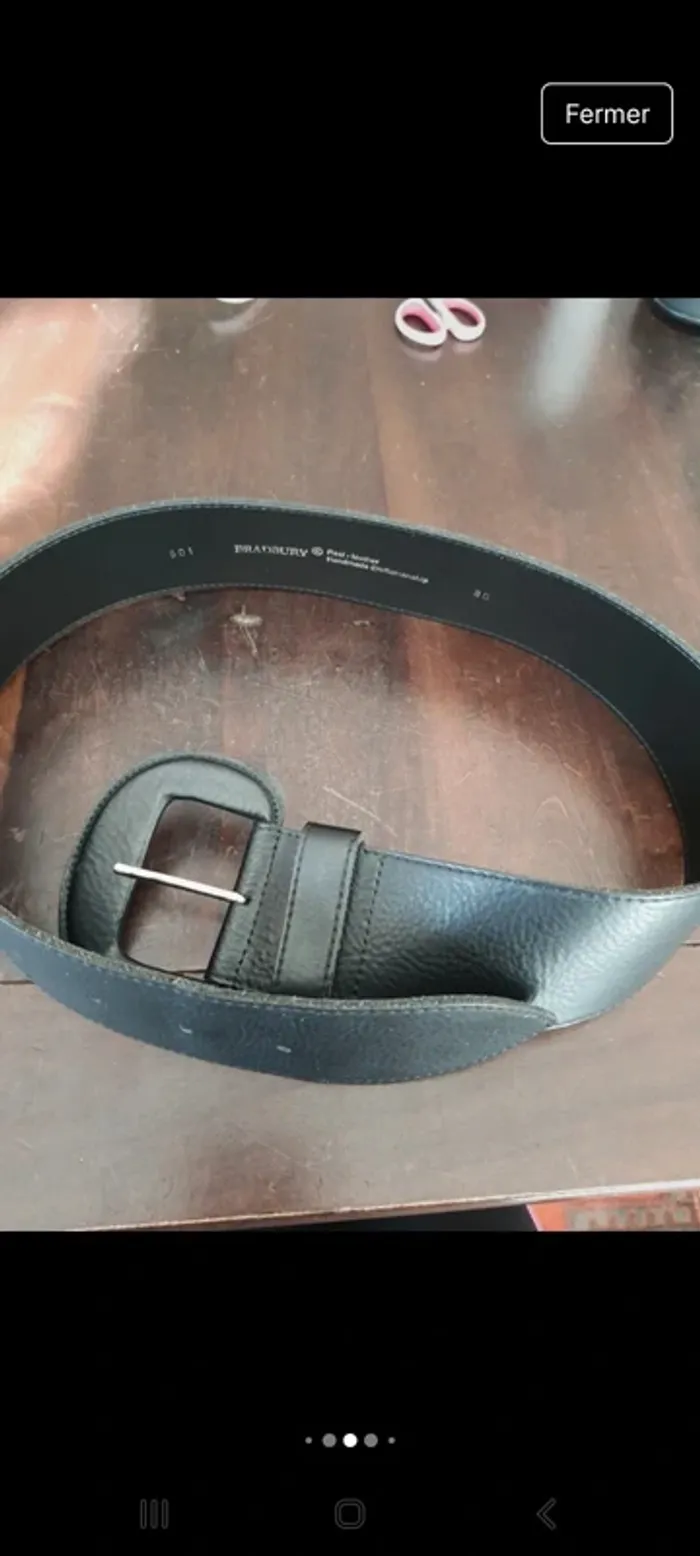 Ceinture en cuir noir Bradbury 80cm Handmade - photo numéro 13