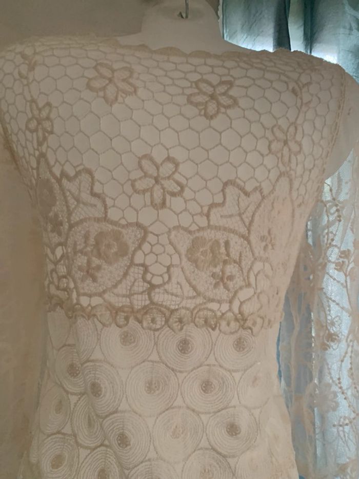 Blouse dentelle crochet transparent 36-38 manches3/4 - photo numéro 5