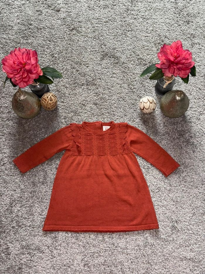 🌺Robe manche longue en maille brique avec effet tricot Taille 6mois/68cm🌺