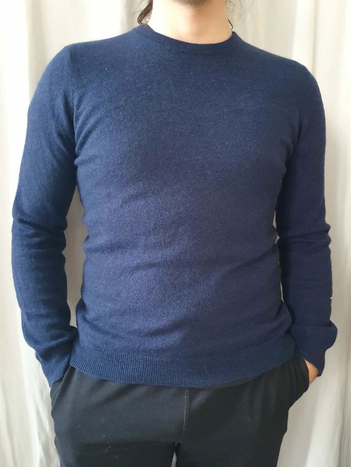 Pull col rond cachemire bleu - Somewhere - Taille M
