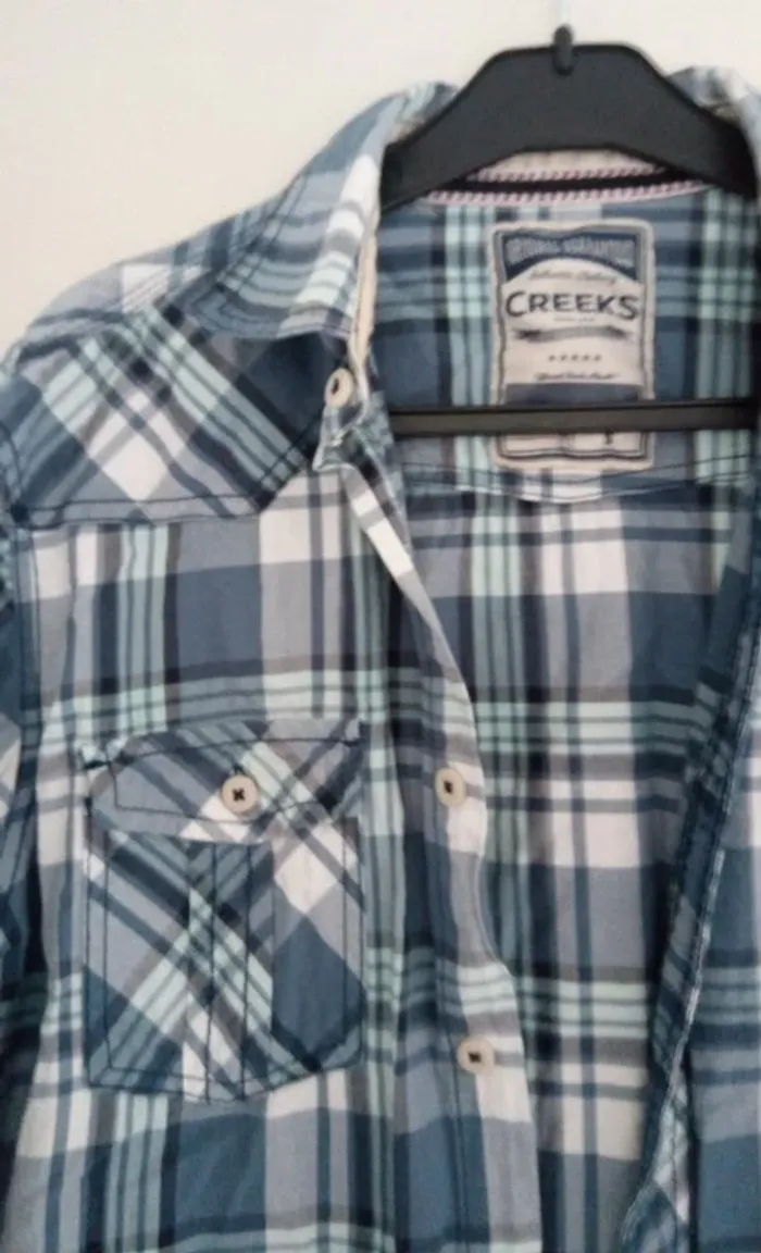 Chemise bleu à carreaux CREEKS - photo numéro 3