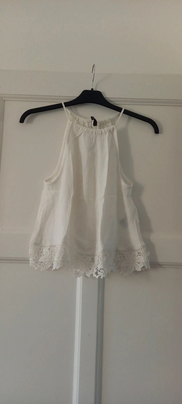 Top sans manches blanc avec dentelles H&M 36