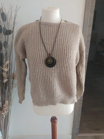 Pull beige et doré ample 34