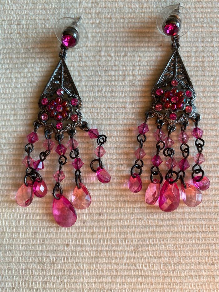 Parure bijoux bracelet et boucles d’oreilles avec strass et perles fuchsia Mariagrazia Must - photo numéro 17