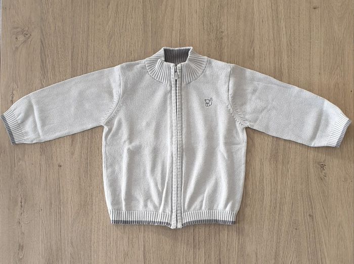 Gilet gris zippé, taille 12 mois, Obaïbi - photo numéro 2