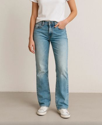 Jeans evasé jeans droit flared low waist 90's ancho recto baggy vintage denim I.Code Y2k