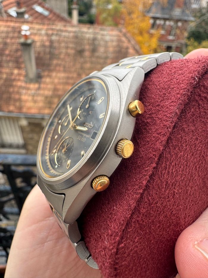 Montre Seiko Chronograph SQ100 – Quartz – Titane & Or – Pile neuve - photo numéro 2