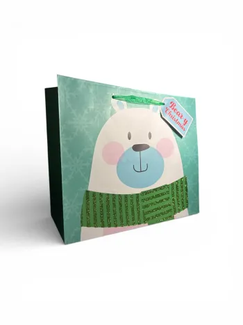 Sac cadeau Noël motif ours « Noël des ours » 30 x 27 x 12 cm neuf