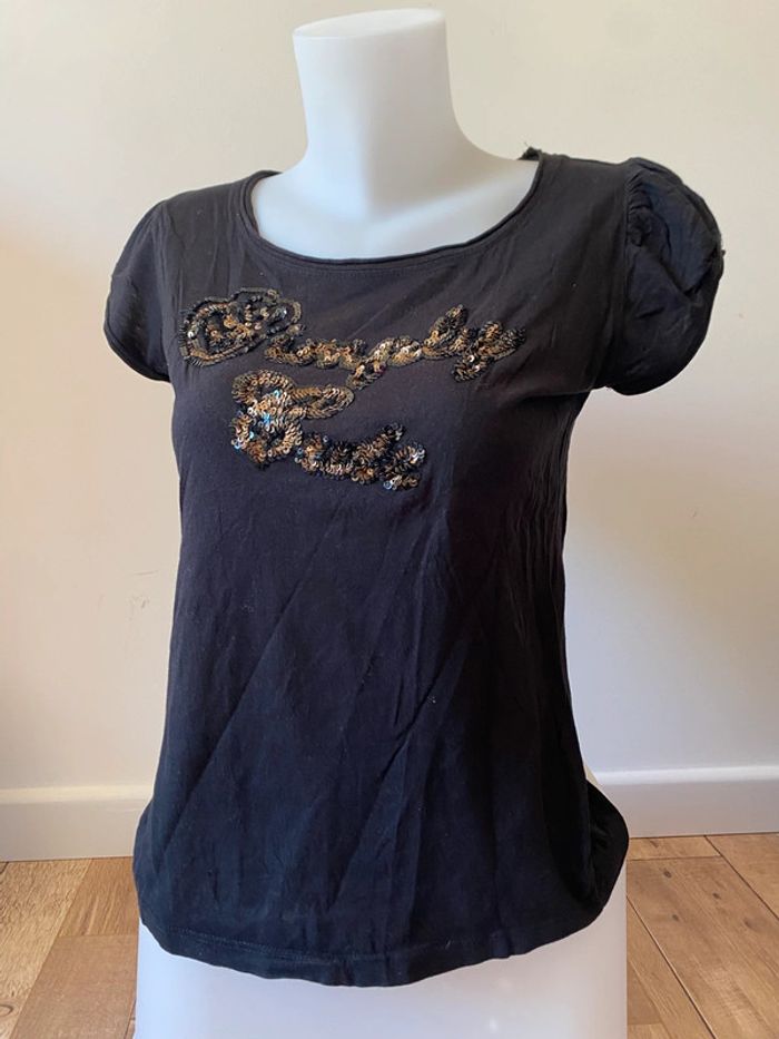 TEE shirt noir sequins