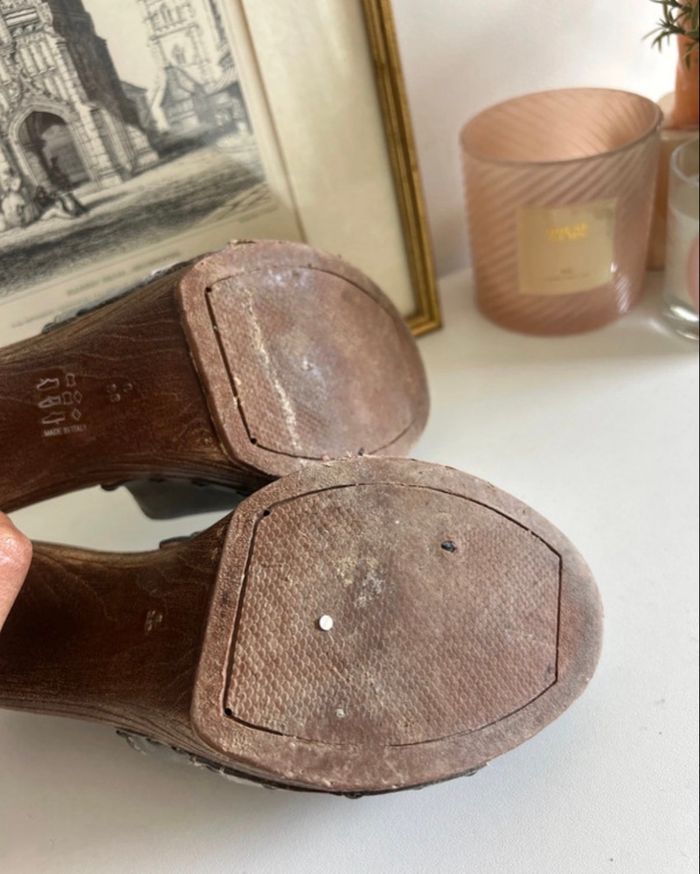Talon sabot bleu Les Tropeziennes vintage - photo numéro 8