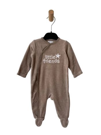Pyjama / dors-bien en velours marron “little friends” - TEX 3-6 mois