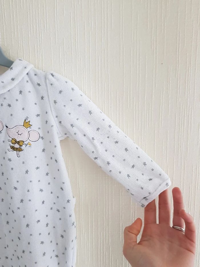 Pyjama 1 pièce blanc étoiles grises avec souris danseuses - photo numéro 4