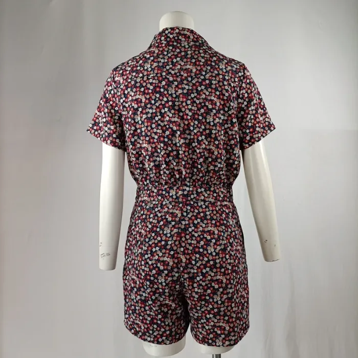 Combishort Daphnea Paris bleu marine à fleurs, col chemise, taille élastique, taille S A1210 - photo numéro 3