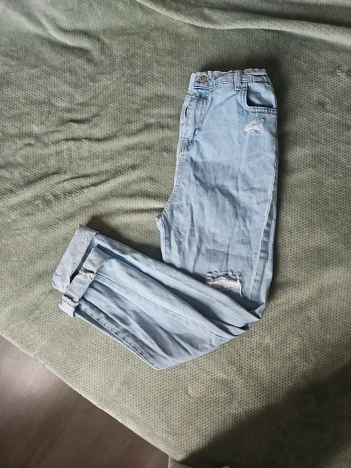 Jean boyfriend destroy bleu clair – Taille 34 - photo numéro 3