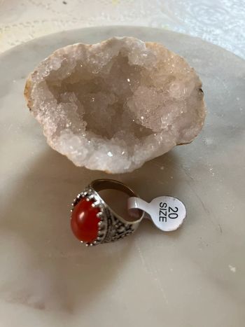 Bague chevalière taille 20 avec pierre géode quartz 💫