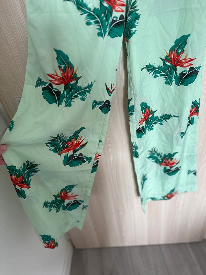 Pantalon taille haute jambes larges vert d’eau taille M Mango - photo numéro 4