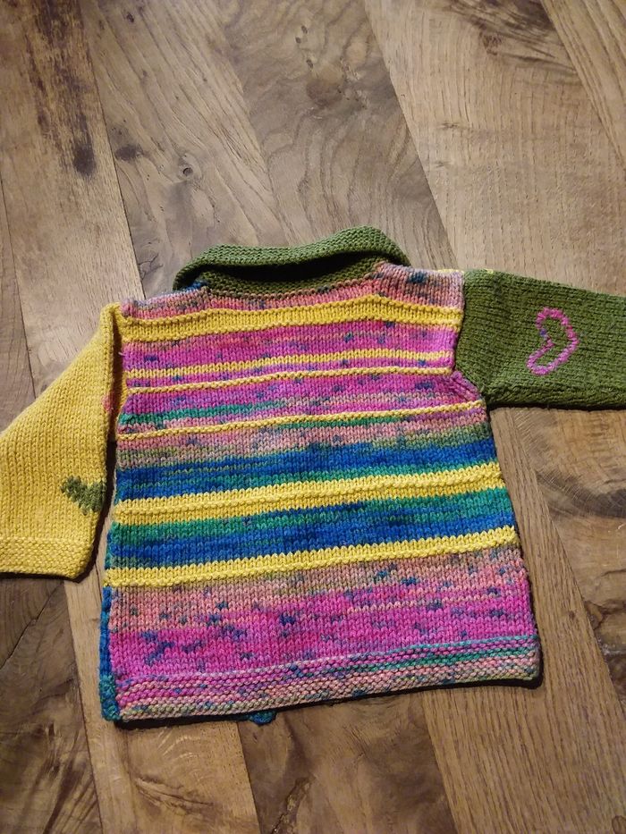 Gilet multicolore tricoté main - photo numéro 4