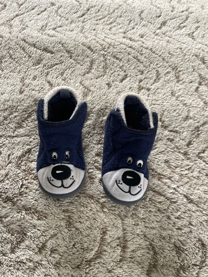 Chaussons pantoufle chaude garçon à scratch