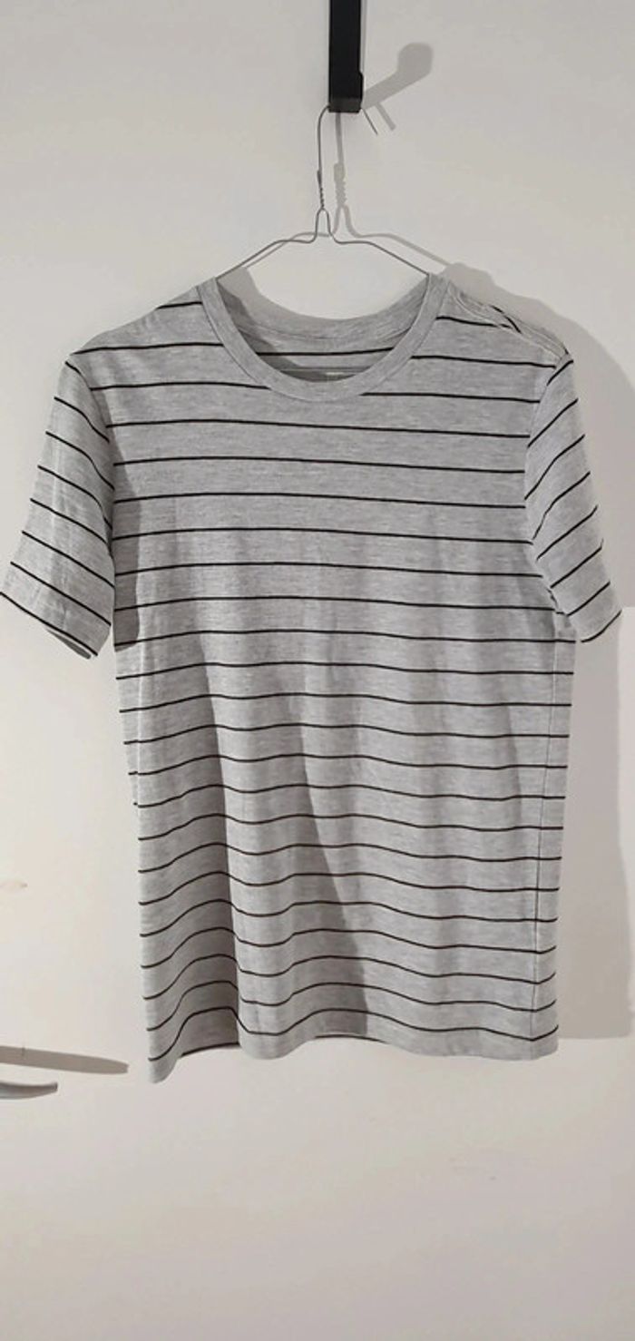 T shirt long gris rayé H&M - photo numéro 5