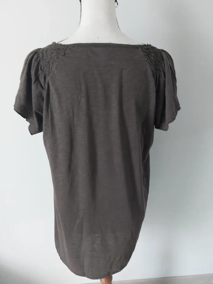 T-shirt Marron "Camïeu" 100% coton - photo numéro 3