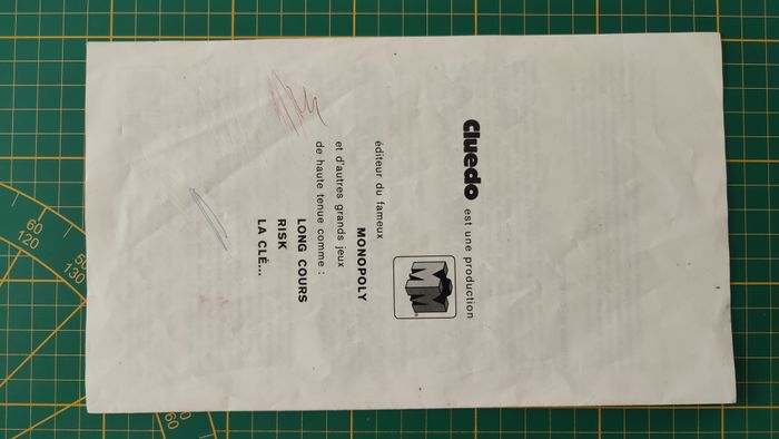 Notice seule en l'état Cluedo miro-meccano pièce détachée jeu de société #E26