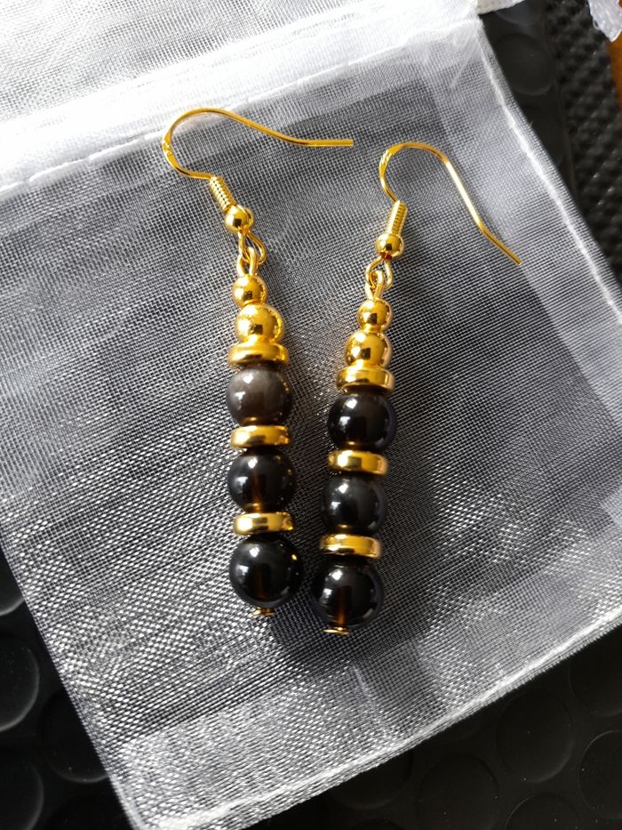 Boucles d'oreilles Obsidienne - photo numéro 4