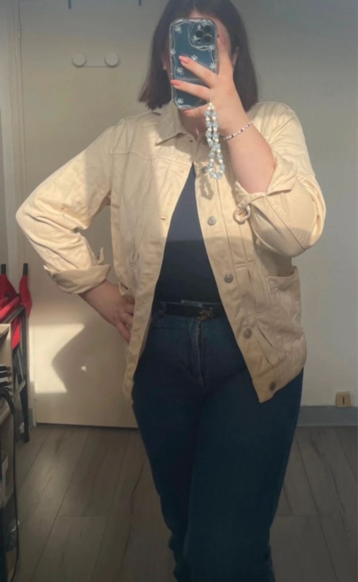 Veste en jean beige taille L Camaïeu - photo numéro 6