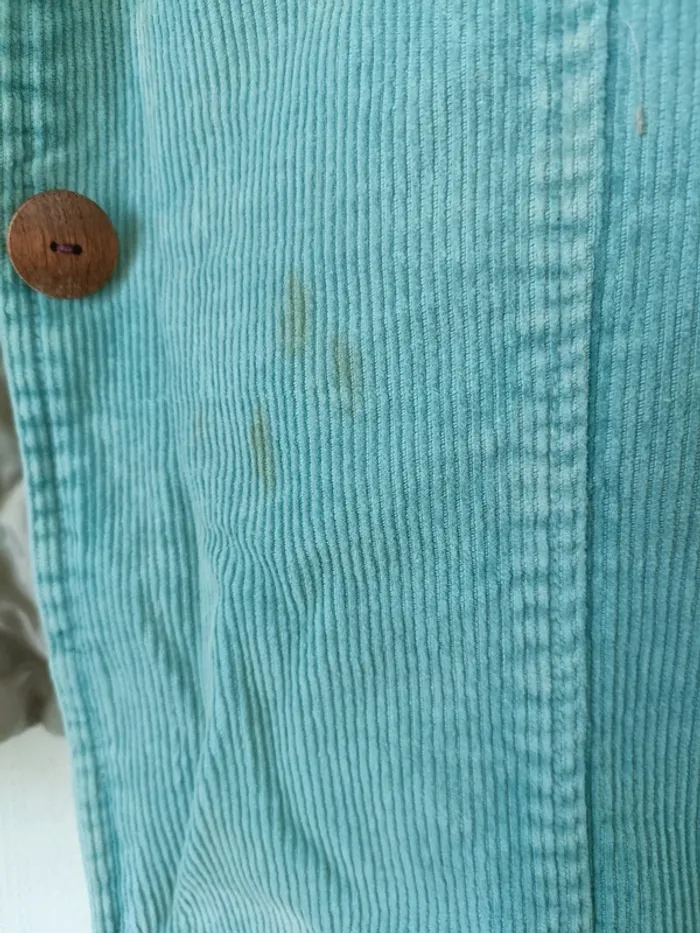 Veste manteau vintage côtelé bleue turquoise - photo numéro 6