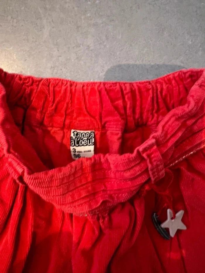 Jupe en velours - Tape à l’œil - Etoile / Plume - Rouge & argenté - 3 ans - photo numéro 2
