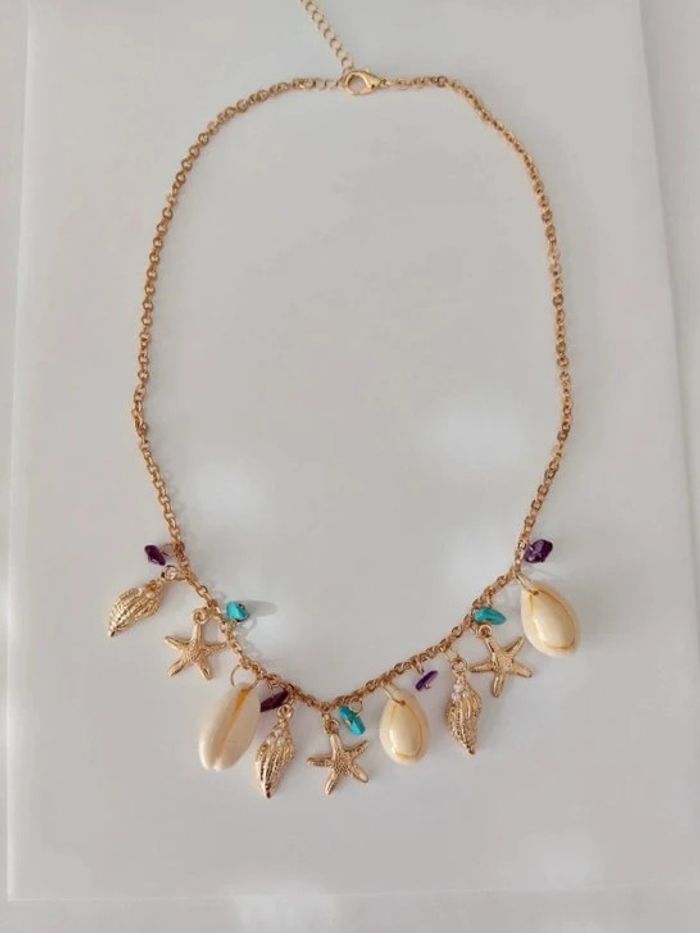 Magnifique collier breloques coquillages, tendance bohème, acier inoxydable 🌊 - photo numéro 2