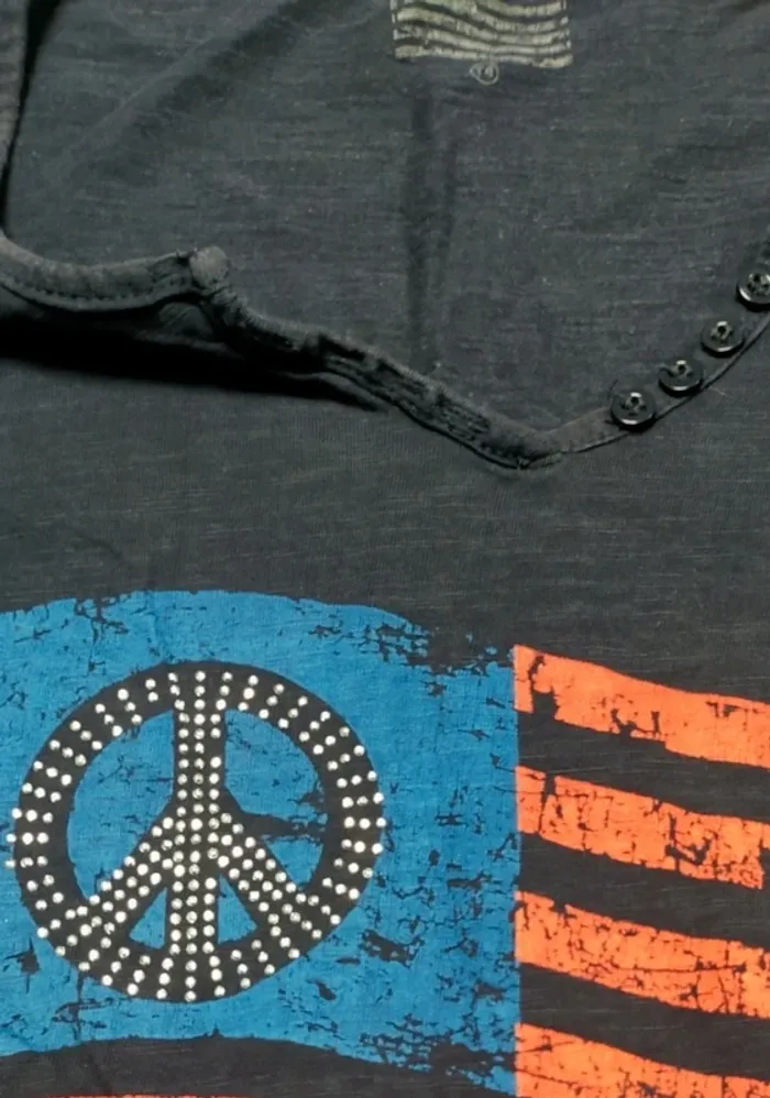 T shirt drapeau peace and love marine 38 M - photo numéro 2