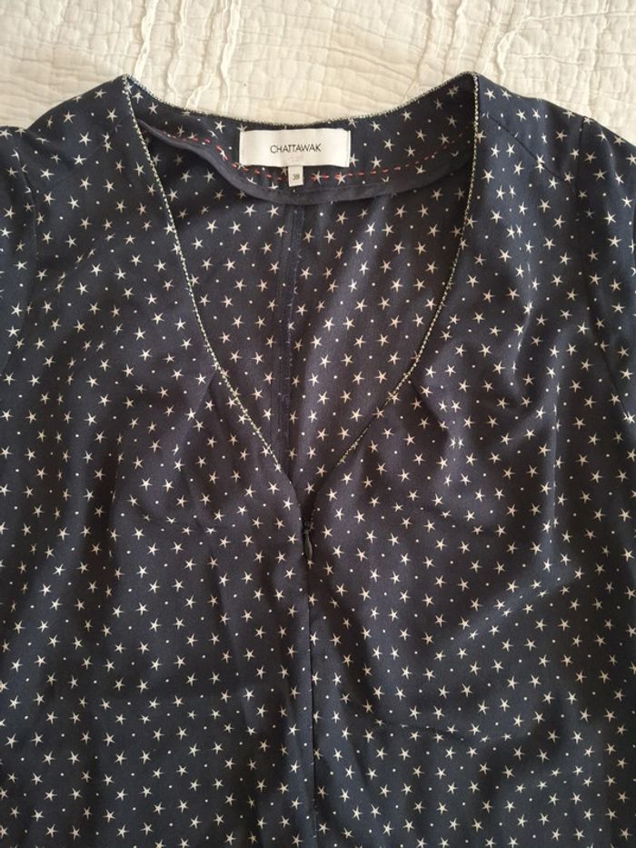 Chattawak t-shirt bleu étoiles taille 38 - photo numéro 5