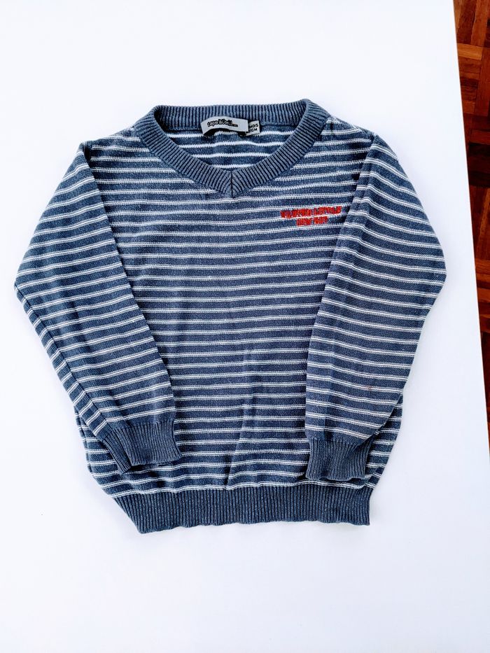 Pull fin rayé bleu jean Tape A l'oeil 18 mois 81 cm