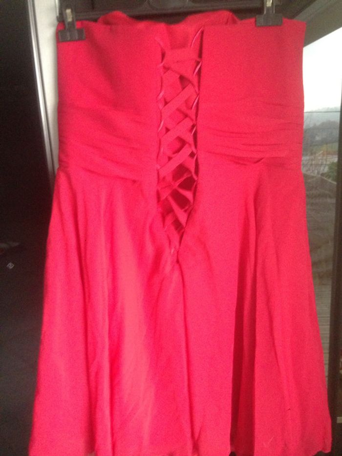 Robe rouge bustier mousseline de soie cocktail mariage soirée - photo numéro 4