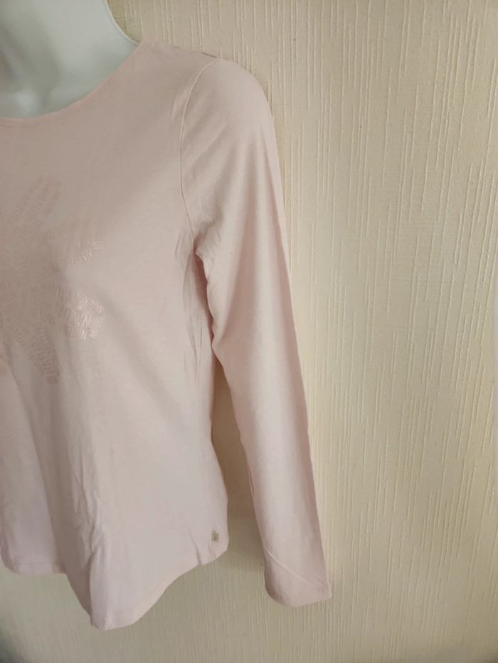 Tee-shirt manches longues rose pâle motif fleurs Okaidi 12 ans - photo numéro 5