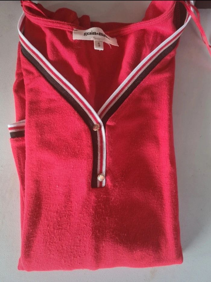 Pull col V rouge et manches 3/4 Grain de Malice T.36/S - photo numéro 7