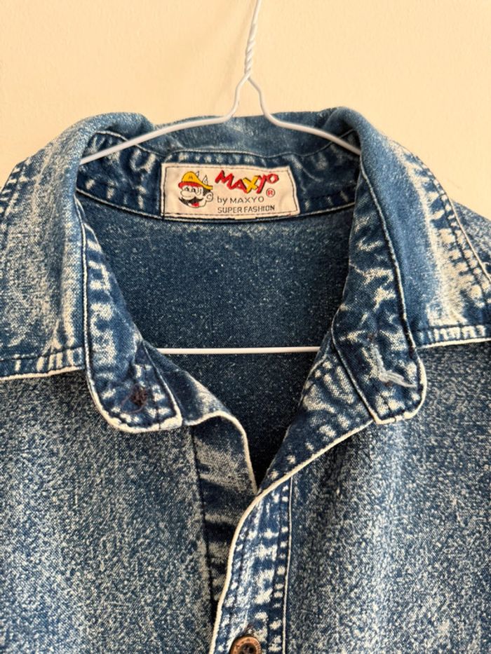 Chemise en jean denim délavé unisexe Maxyo fashion vintage taille M top état - photo numéro 4